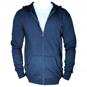 Plain Black Solid Hooded Front-Open Sweatshirt