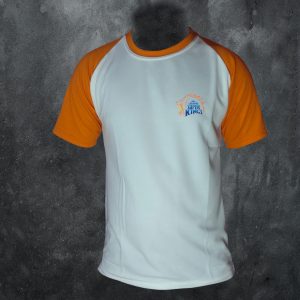Chennai Super Kings Logo Printed T-Shirt Orange Sleeve Small Logo