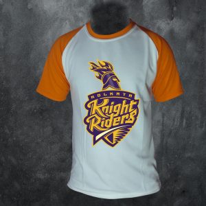 Kolkata Knight Riders Logo Printed T-Shirt Orange Sleeve Big Logo