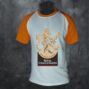Royal Challengers Bangalore Logo Printed T-Shirt Orange Sleeve Big Logo