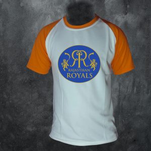 Rajasthan Royals Logo Printed T-Shirt Orange Sleeve Big Logo